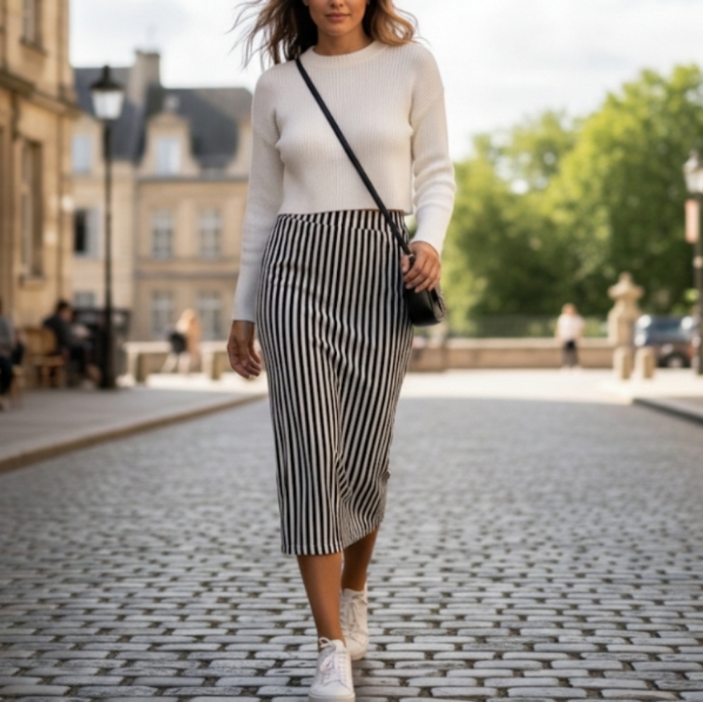 Stripe Pencil Skirt